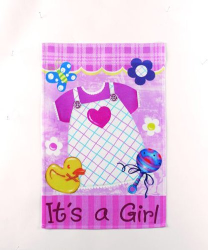 Its a Girl Lawn Flag - Pink Dress - Ganz Garden Accents Garden Flag 12 x 18 Inch