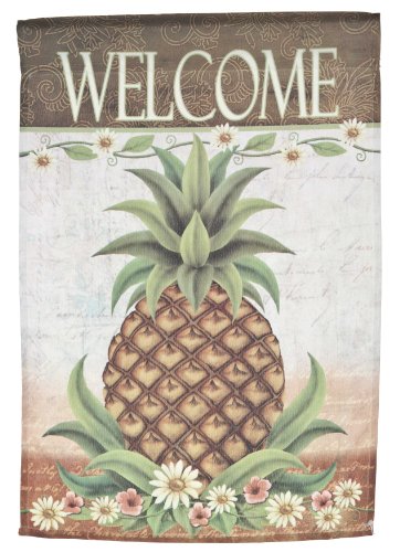 Pineapple Welcome Lawn Flag by Garden Accents 12 x 18 Inch