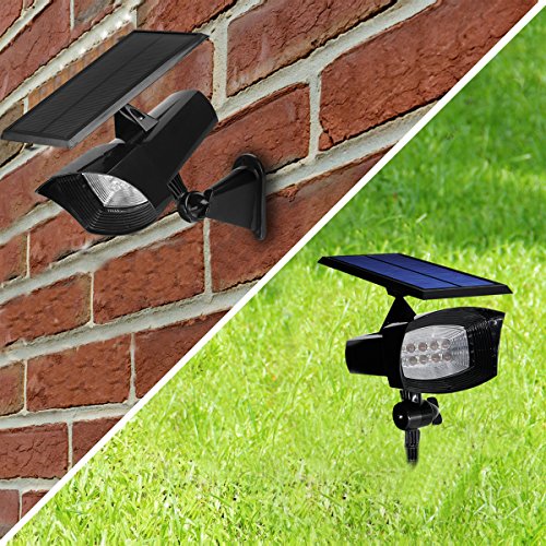 Solar Spotlight Outdoor Landscape Lights YIHONG 8 LED 400 Lumen Super Bright In-Ground Light  Wall Light For Garage Lawn Flag Patio Deck Driveway Pool Landscape