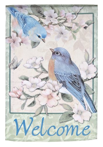 Welcome Lawn Flag w Love Birds by Garden Accents 12 x 18 Inch
