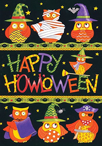 Happy Halloween Owls In Costumes 12 X 18 Inch Garden Flag Custom D&eacutecor