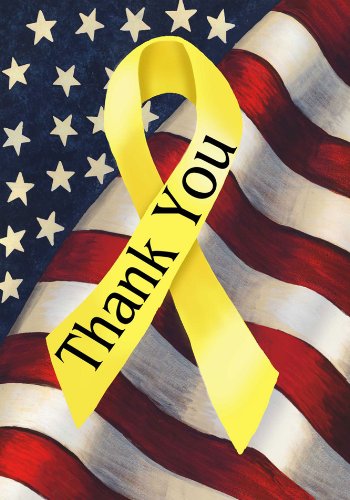 Patriotic Thank You Yellow Ribbon Decorative Garden Size Flag 12 Inch X 18 Inch By Custom Decor