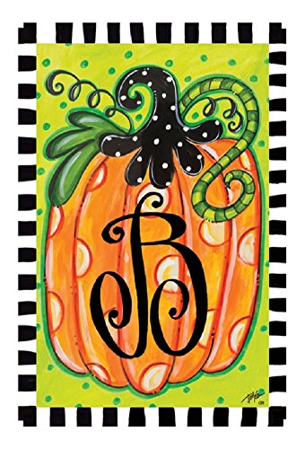 Polka Dot Pumpkin Monogram B 12&quotx18&quot Garden Flag - Custom Decor