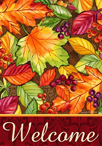 Welcome Leaves Fall Foliage 12 X 18 Inch Garden Flag Custom D&eacutecor