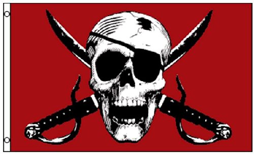 Crimson Pirate Flag Skull And Swords Large 4 X 6 Foot Mutiny Outdoor 4x6 Ft New