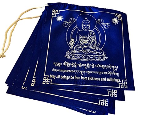 Tibetan Prayer Flags Large Solid Blue Color Medicine Buddha Healing Flags