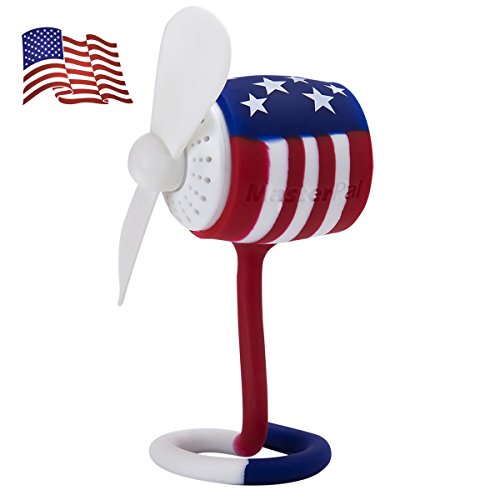 Masterpal Telego Fan National Flag Series us Flag A 5&quot Water Resistant Small Portable Fan Rechargeable Battery