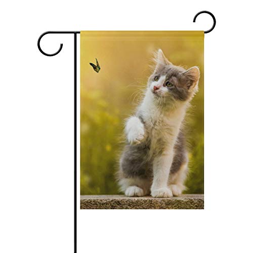 EVERUI Seasonal Personalized Cat Garden Flags Decorative Outdoor Flags for Yard and Wedding Printed on Both Sides 12 x 18
