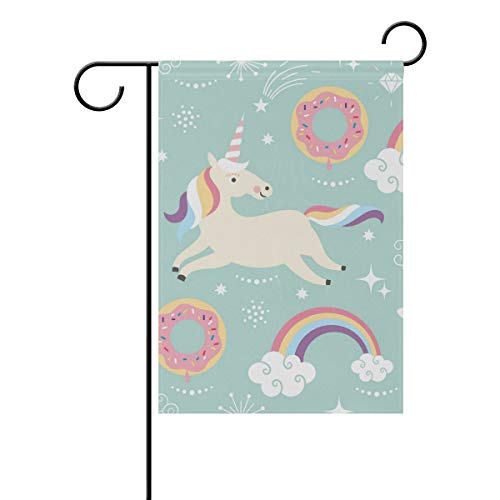 EVERUI Seasonal Personalized Unicorn Garden Flags Decorative Outdoor Flags for Yard and Wedding Printed on Both Sides 12 x 18