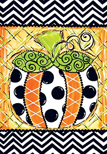 &quotpatterned Pumpkin&quot With Polka Dots 12&quotx18&quot Fall Garden Flag