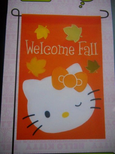 Hello Kitty  Welcome Fall  Garden Flag 12  X 18