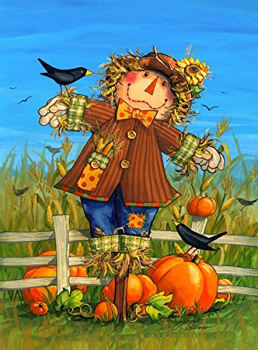 October Scarecrow Fall Garden Flag Harvest Crows Autumn 125&quot X 18&quot