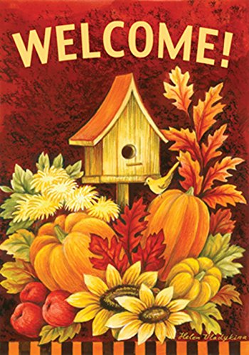 Toland - Fall Birdhouse - Decorative Double Sided Autumn Welcome Harvest Usa-produced Garden Flag