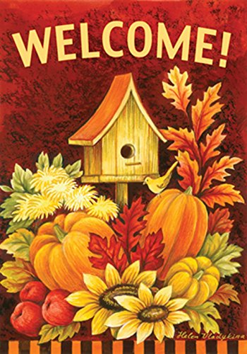 Toland - Fall Birdhouse - Decorative Double Sided Autumn Welcome Harvest Usa-produced Garden Flag