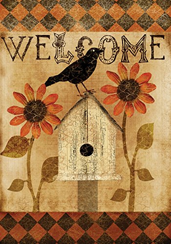 Toland - Harlequin Crow - Decorative Welcome Fall Autumn Rustic Bird Usa-produced Garden Flag