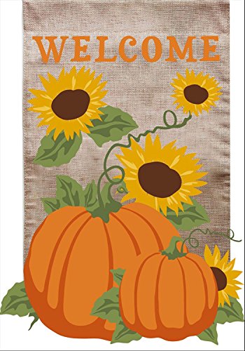 Welcome Fall Burlap Garden Flag Sunflowers Pumpkins 125 x 18 Briarwood Lane