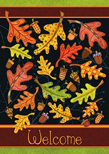 Welcome Leaves Autumn Garden Flag Acorns Fall Leaf 125&quot X 18&quot Briarwood Lane