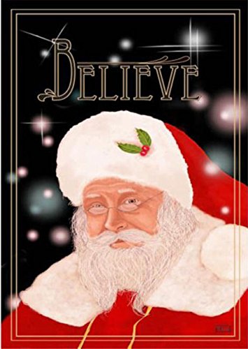 Believe Garden Flag with Santa and sky on it 28 x 40 Large Porch Flag