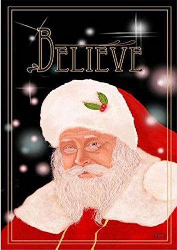 Believe Garden Flag with Santa and sky on it 28 x 40 Large Porch Flag