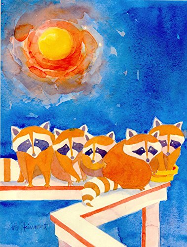 Carolines Treasures 6009CHF Raccoons on the Porch Flag Canvas Large Multicolor