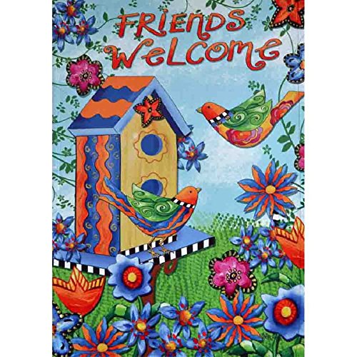 Large Porch Flag Friends Welcome Flowers Spring 28 x 40