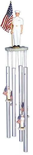 Stealstreet Ss-g-41809 Wind Chime Round Top Navy With Us Flag Hanging Garden Porch Decoration