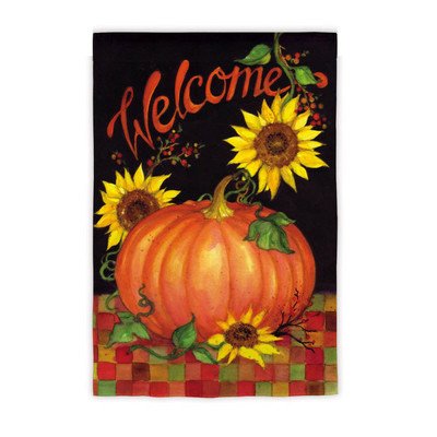 Welcome Harvest Time Fall Pumpkin Large Porch Flag