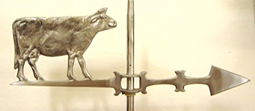 Cow Weathervane in solid cast aluminum with raised body detail 21 Long Not a hollow or thin silhouette Solid thick cast aluminum Fit to your own 58 or 12 Rod