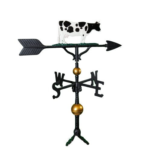 Montague Metal Products 32-Inch Deluxe Weathervane with Color Cow Ornament
