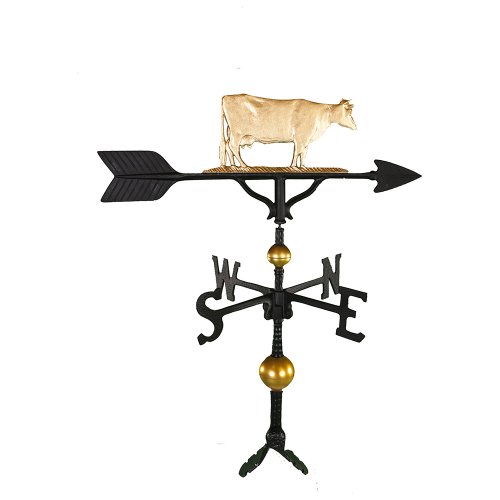 Montague Metal Products 32-Inch Deluxe Weathervane with Gold Cow Ornament