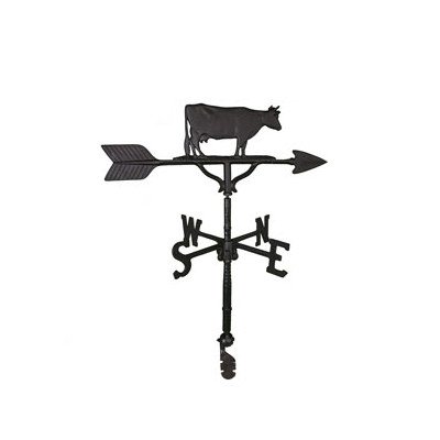 Montague Metal Products 32-Inch Weathervane with Satin Black Cow Ornament