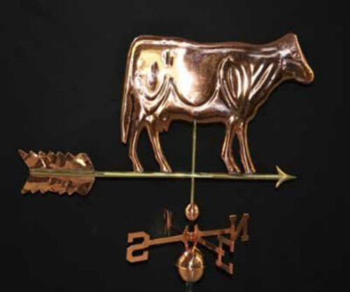 Polished Finish Copper COW Weathervane with Free Roof Mount