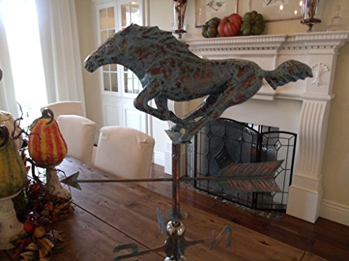 Beautiful Handcrafted 3D 3- Dimensional Racing Horse Weathervane Copper Patina Finish