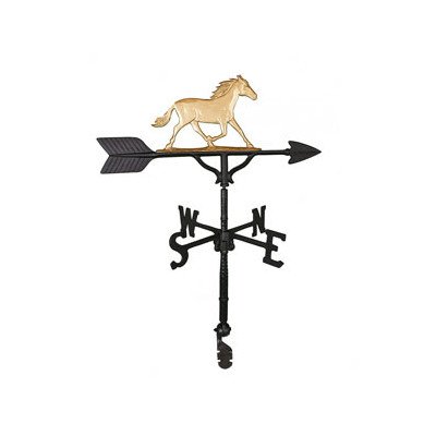 Montague Metal Products 32-Inch Weathervane with Gold Horse Ornament