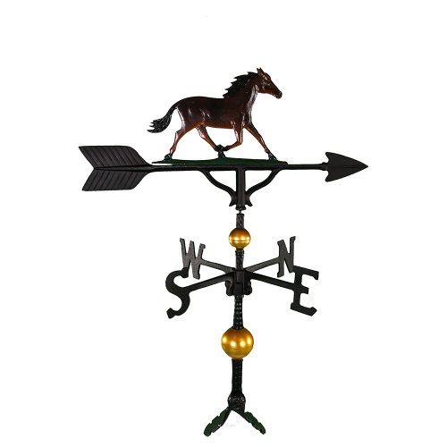 Montague Metal Products 32-inch Deluxe Weathervane With Color Horse Ornament