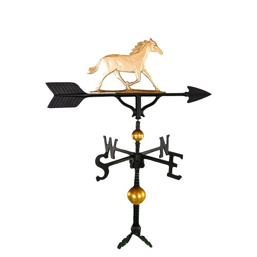 Montague Metal Products 32-inch Deluxe Weathervane With Gold Horse Ornament
