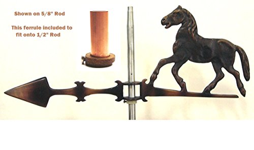 Solid Copper Horse Weathervane with raised body detail- These are not the cheap flat silhouettte - Horse sits on a 21 wind vane arrow