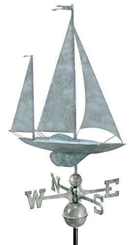 25 Luxury Blue Verde Nautical Yawl Sailboat Weathervane