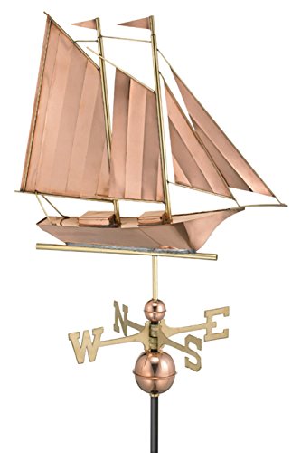 25 Luxury Polished Copper Nautical Schooner Sailboat Weathervane