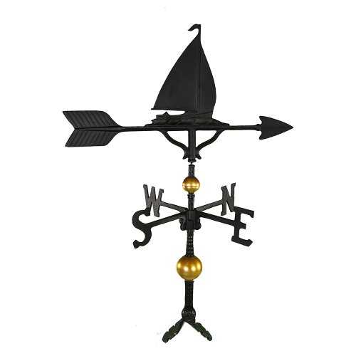 Montague Metal Products 32-Inch Deluxe Weathervane with Satin Black Sailboat Ornament