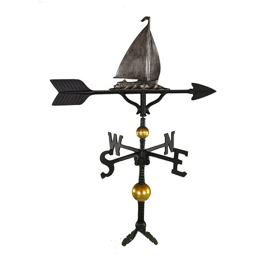 Montague Metal Products 32-Inch Deluxe Weathervane with Swedish Iron Sailboat Ornament