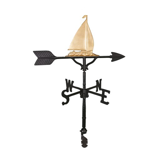 Montague Metal Products 32-Inch Weathervane with Gold Sailboat Ornament