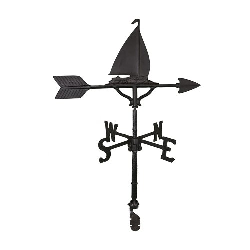 Montague Metal Products 32-Inch Weathervane with Satin Black Sailboat Ornament