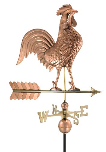 Good Directions 515p Large Rooster Weathervane Polished Copper