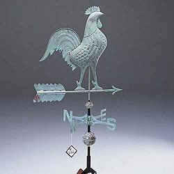 Whitehall Products Copper Rooster Weathervane Verdigris