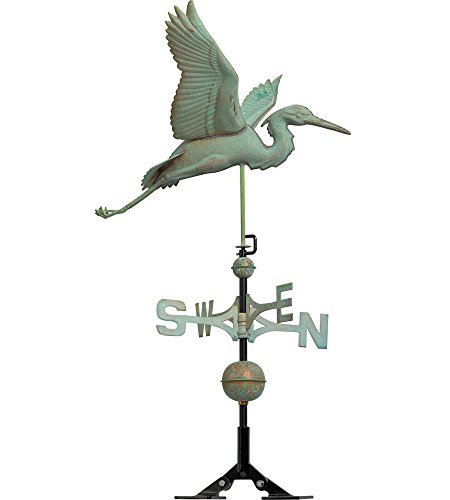 Heron Weathervane Copper Verdigris