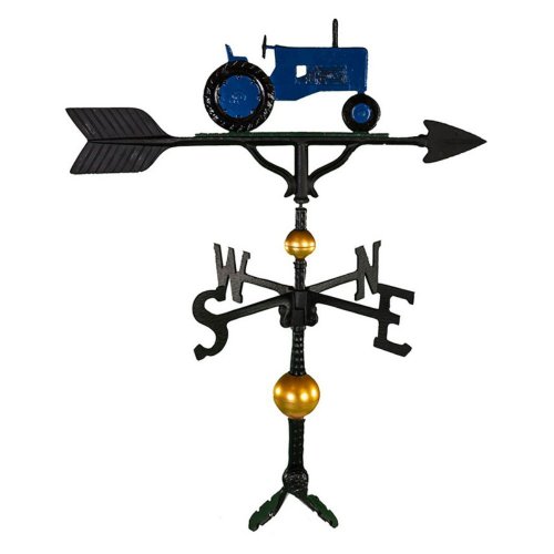 Montague Metal Products 32-inch Deluxe Weathervane With Blue Tractor Ornament