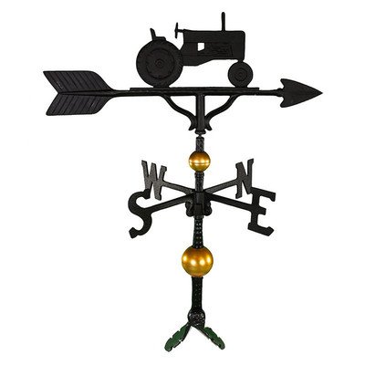 Montague Metal Products 32-inch Deluxe Weathervane With Satin Black Tractor Ornament