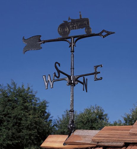 Whitehall Products Tractor Weathervane 30-Inch Rooftop Black