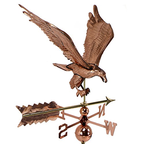 Cottage Eagle Weathervane Large Polished Copper With Roof Mount